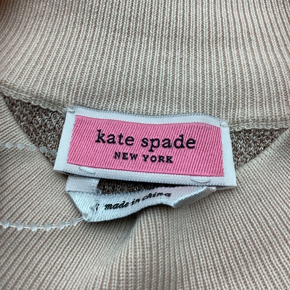 Kate Spade Women's Spade Flower Sweater Turtle Neck Beige Metalic Size: S - Picture 3 of 4